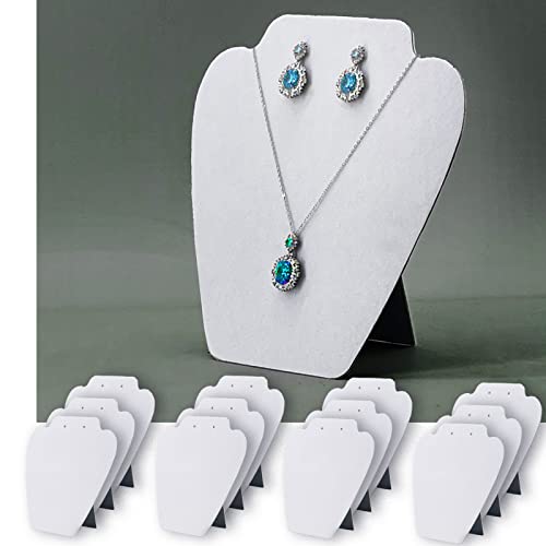 12 PCS White Velvet Jewelry Necklace Display Stand, Jewelry Display for Selling and Shows, Necklace Easel Stand, Collapsible Jewelry Necklace Bust Stand