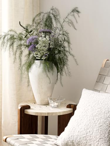 White Ceramic Vase - Large 11.8 Inch Tall Floor Vase for Centerpieces, Farmhouse Flower Vases, Rustic Minimalist Home Decor for Living Room, Enterway, Wedding (Sandstone White) - color: Sandstone White, size: 11.8 Inch