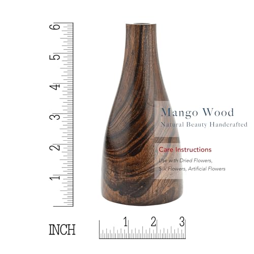 Aeravida 6-inch Artistic Grain Pattern Natural Mango Tree Wood Flower Vase | Mango Tree Wood Flower Vase | Handmade Home Office Table Vase| Flower Vases Decorative for Living Room (1PCS) - size: 1PCS
