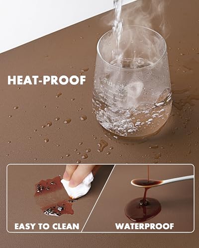 YSAGi Double-Sided Desk Pad, Leather Desk Mat, Eco Cork Desk Pad Protector, Large Mouse Pad for Desk, Waterproof Desk Blotter Pad, Desk Writing Pad for Office Work/Home(23.6"x13.7",Coffee+Cork) - color: Coffee+cork, size: 23.6"x13.7"