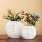 Ajuny Face Vase Set of 2 – White Ceramic Vases, Decorative Abstract Face Design for Wall, Bedroom, Modern Farmhouse Accent, Living Room, Coffee Table, Office - style: Face-Vase