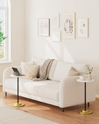 Masupu Drink Table, Round Side Table for Small Spaces, Pedestal Side Table, Small End Table with Metal Base, for Living Room, Bedroom, Bathroom, White - color: 02.white Black Gold