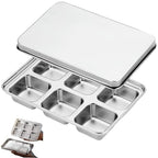 Stainless Steel Ice Cube Trays with Lid, Easy Release Durable Metal Ice Mold for Freezer, Ideal for Whiskey, Cocktails & Drinks (1 Pack) - color: 6-Cube Ice Tray - Pack of 1