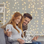 Anniversary Wedding Gift for Her Wife Husband Couple，Antique White Metal Couple Figurine Heart Sculpture Love Statue，Romantic 1st to 60th Anniversary,Includes Present Box and Gift Card，Valentines Gift - color: Antique White