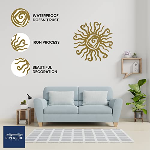 Riverside Designs Wacky Sun Metal Wall Art Indoor/Outdoor Decor - 18" Gold Rust Proof Wall Sculpture - Made in USA - Ideal for Bedroom, Garden, Home, Patio and Farmhouse - color: Gold, size: 18"L x 18"W