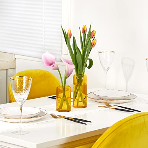 ZENS Glass Bud Vase Set of 3, Hand Blown Small Amber Bud Vases for Flower Decorative, Modern Cylinder Clear Glass Vase for Wedding,Living Room Home Décor - color: Medium Amber, size: 3pcs