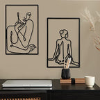 CHENGU 3 Pieces Metal Minimalist Abstract Woman Wall Art Line Drawing Wall Art Decor Single Line Female Home Hanging for Kitchen Bathroom Living Room - style: Elegant Body
