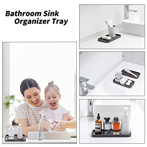 MicoYang Silicone Kitchen Sink Organizer Tray for Multiple Usage,Eco-Friendly Sponges Holder for Kitchen Bathroom Counter or Sink,Dish Soap Dispenser,Scrubber,Bottle,Cup (Coffee, 10"×5.3") - color: Coffee, size: 10" x 5.3" x 0.7"