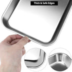 QWORK 2 Pack 304 Stainless Steel Utility Tray for Lab Supplies, Jewelry Tools, 8.6" x 6" x1"