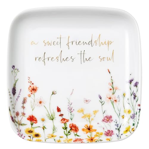 Crisky Jewelry Ring Dish for Women Christian Gifts Trinket Tray Inspirational Friendship Gifts for Friend Birthday Jewelry Tray for Her Sisters Besties Verse: Sweet Friendship –Proverbs 27:9 - style: Friend - A Sweet Friendship Refreshes The Soul