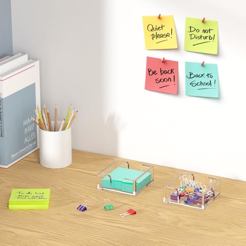 WINFFOR Acrylic Notepad Holder Dispenser - 3x3 in Sticky Note Memo Holder for Desk Organizer (W/O Pads) Office Desk Accessories School Supplies, Crystal Clear - color: Crystal Clear