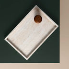 BUICCE Rectangular Decorative Serving Tray,Modern Travertine Large Coffee Table Tray
