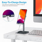 OMOTON Cell Phone Stand, Adjustable Angle Height Desk Phone Dock Holder for iPhone Air/17 Pro Max/ 11 Pro/XS Max/XR, Samsung Galaxy S20 / S10 / S9 / S8 and Other Phones (3.5-7.0-Inch), Gray - color: Gray