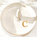 Ceramic Initials Jewelry Tray Ring Dish With Personalized C-Monogrammed Engagement Wedding Gifts, for Birthday Mother's Day for Women, Ceramic White 4.7" x2.4" - style: C