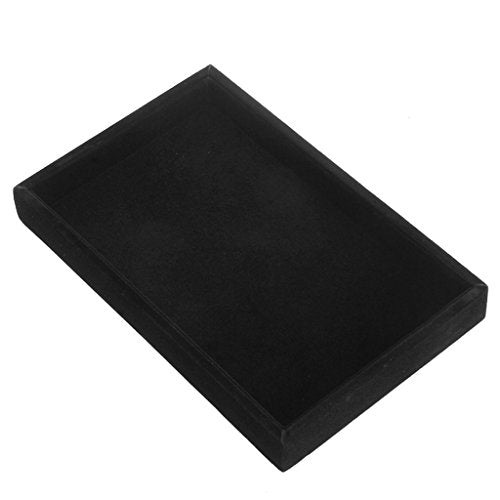 Youngy Velvet Jewelry Tray, Stackable Showcase Display Organizer for Ring Earring Necklace Pendants Bracelet Purple Black