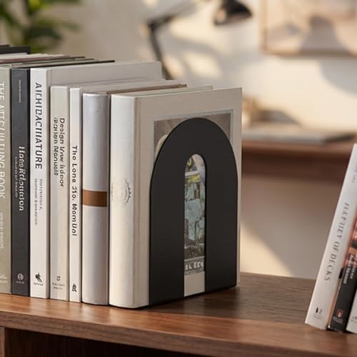 Officemate Heavy Weighted Bookends, Sturdy Office & Home Shelf Organizers, Set of 2 Black Metal Book Supports (93182) - size: Letter