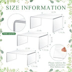 RattanView 3 Pcs Extra Large 14, 13, 12 Inch Acrylic Display Risers Clear Acrylic Shelf Riser Display Stands 5 mm Thick Rectangular for Collectibles Figures - size: 14, 13, 12 Inch