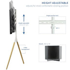 VIVO Artistic Easel 45 to 65 inch LED LCD Screen, Studio TV Display Stand, Adjustable TV Mount with Swivel and Tripod Base, White Bracket, Light Wood Legs, STAND-TV65AW - color: White - Wood