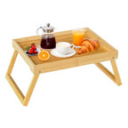Bamboo Bed Tray Table with Folding Leg, Breakfast in Bed Tray for Eating,TV Table, Laptop Computer,Snack,Sofa or Working, Laptop Desk (1, Beige) - color: Beige