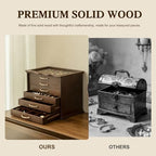 KINTNESS Black Walnut Wooden Jewelry Box - 6 Drawers Solid Wood Large Jewelry Organizer with Secret Compartment for Women Girls, Jewelry for Bracelet, Necklace, Ring, Earring - style: 6-Drawer Design