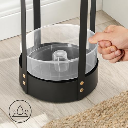 SONGMICS Umbrella Stand, Steel Round Umbrella Holder Rack, 7.7 x 7.7 x 21.7 Inches, with Detachable Drip Tray, for Entryway, Office, Stable, Assembly Required, Matte Black ULUC28BK - size: 7.7”D x 7.7”W x 21.7”H
