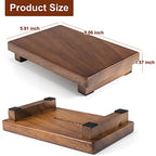 Walnut Wood Pedestal Stand, Wooden Soap Tray Farmhouse Decor Wood Riser Display for Bottle Plant Makeup Tissues Candles Towels Jewelry (Medium, 9 x 5.9 x1.57Inch) - size: Medium & 9*5.9*1.57‘’