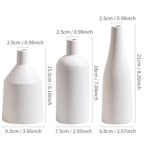 Vintage White Ceramic Vase 7 Inch Farmhouse Small Vase for Home Decor, Living Room, Shelf, Office, Rustic Table Centerpiece - color: White Vase 7 Inches