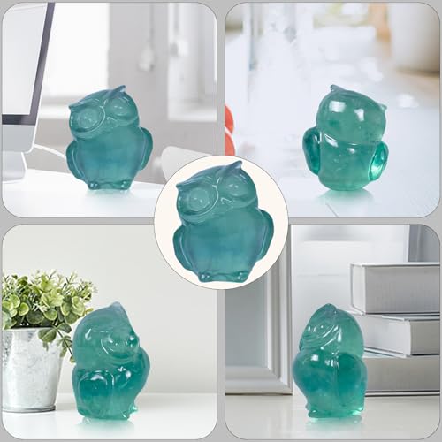 2 Inch Owl Figurine Handcrafted,Fluorite Healing Crystal Animal Sculpture,Home Decor Unique Gift for Collectors,Crystal Artwork Nature Lovers Birthday Anniversary Present Spiritual Gift - color: Fluorite Owl