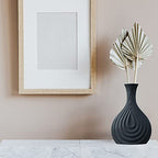 MSUIINT Modern Abstract Ceramic Vase, 8 in Matte Black Geometric Art Ceramic Vase, Nordic Style Stylish Minimalist Decorations Flower Vase for Home Living Room Kitchen Centerpiece Office