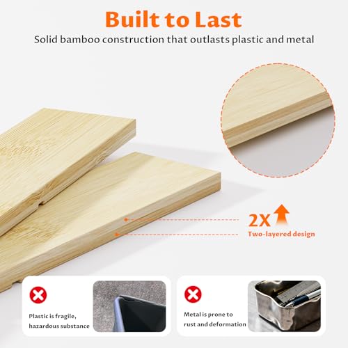 Bamboo Drawer Organizer with 9 Adjustable Compartments, Office Desk Organization Tray for Office Utensils, Supplies, Makeup, Jewelry, and More – Ideal for Desk or Drawer Storage - size: 9 Compartments