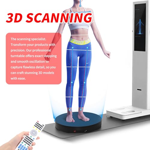 Ultra-Thin&Heavy Duty Remote-Controlled Motorized Turntable,Motorized Rotating Display Stand,Speed-Adjustable Rotating Platform,Human 3D Scan Electric Turntable for Scan,Showcase(19.7in/Black) - size: 19.7inch/Black/600Lbs Load