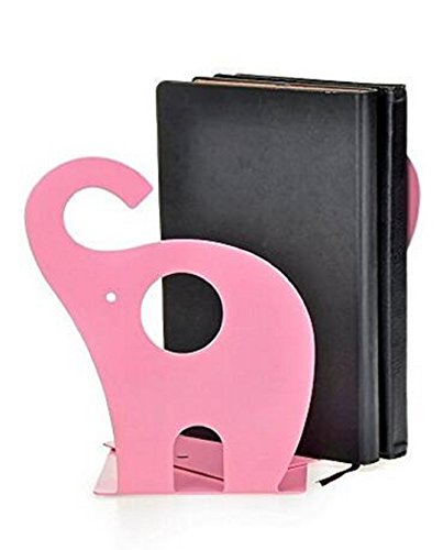 Wendin 1pair Cute Elephant Nonskid Bookends Art Bookend (Pink Elephant) - color: Pink Elephant