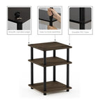 Furinno TURN-N-TUBE Side Table, 3-Tier Square Modern End Table, Open Shelves Nightstand, Night Stand, Bedside Table, Easy Assembly, for Living Room, Bedroom, Columbia Walnut - color: Columbia Walnut/Black, size: 3-Tier With Open Shelves