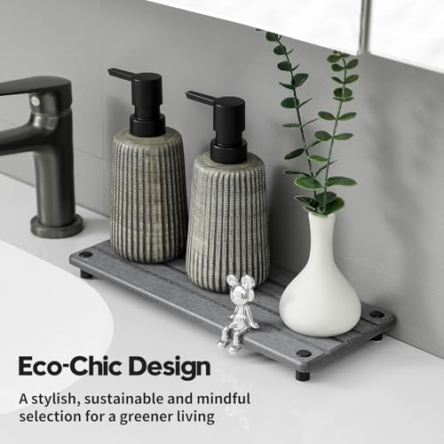 Razborci Instant Dry Sink Caddy Kitchen Sink Organizer, Quick Drying Stone Tray Diatomite Sponge Holder Soap Dish, Bathroom Countertop Fast Dry Water Absorbing Vanity Rack, Dark Gray,12" x 5" - color: 1. Charcoal, size: 12" x 5" x 1"