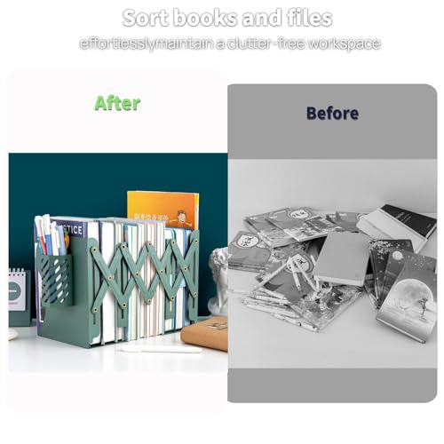 Adjustable Book Ends for Heavy Books, Metal Expandable Bookends for Shelves, Book Organizer Stopper Holder for Desk, Kids Room, Classroom, Office, Library (Green) - color: Green