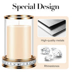 2pcs Hurricane Candle Holder, Pillar Candle Holders with Clear Glass Sleeve, Small Crystal Lantern for Fall Thanksgiving Christmas Holiday Dining Table Centerpiece (Gold) - color: Gold