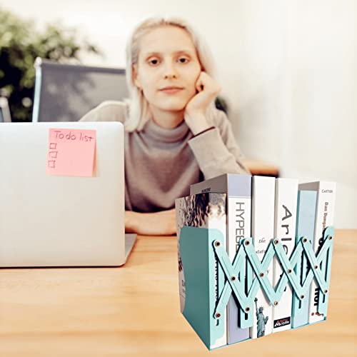Aobopar Book Ends, Bookends for Shelves, Book Organizer for Desk, Metal Bookends for Heavy Books, Book Holders for Shelves, Suitable for Office, Home and School Use (Mint Green) - color: Mint Green