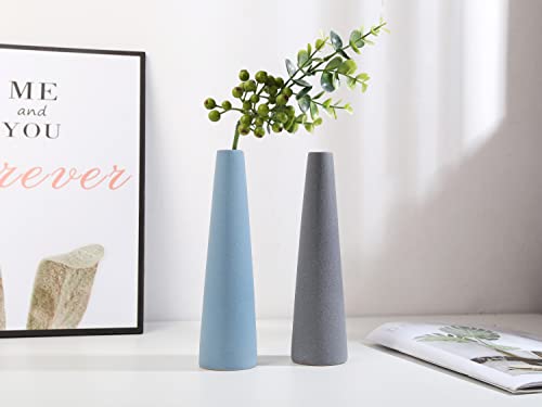 Ceramic Vase, Modern Home Decor Ceramic Vases, Frosted Porcelain vase, Grey Minimalist vases,Living Room Decoration，Ideal Shelf, Best Decoration. (Blue) - color: Sj White