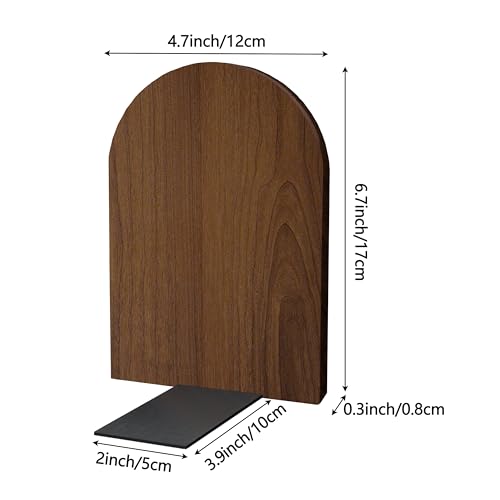 Brosisincorp Walnut Wood Book Ends for Shelves - Hand Polished Edges, Non-Skid Bookends for Heavy Duty Book Holders Office Desk Shelves Decorative Book Organizer, 6.69"H x 4.72"W x 3.94"L (3 Pairs) - color: 3 Pairs-round