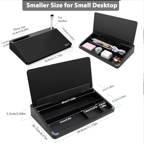 Varhomax Glass Desk Buddy Whiteboard with Storage, Small Dry Erase Desktop White Board Caddy to-do List Memo Notepad for Office, School and Home Office Supplies (Black) - color: Black