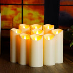 kakoya Flickering Flameless Candles, Battery Operated Acrylic LED Pillar Candles with Remote Control and Timer,Set of 9 (Ivory) - color: Ivory-9