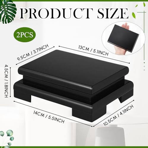 Chunful 2 Pcs Rectangle Wooden Display Stand 5.1 x 3.7 x 1.8 Inch Wood Vase Display Base Black Pedestal Stand Rectangle Vase Riser for Vases Teapot Trophy Collectibles Aquarium Lamp Home Decoration - size: 5.1 x 3.7 x 1.8 Inch