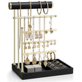 VLANDO Jewelry Stand Organizer with Ring Holder, Jewelry Holder Organizer with Tray, Necklace Holder Bracket Holder Earring Holder - Black - color: Black