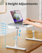 SAIJI Laptop Bed Tray Table - 23.6" x 13" Adjustable Portable Standing Desk with Storage Drawer, Foldable Lap Desk Fits 17" Laptop, PVC Leather for Couch Sofa (Gray) - color: Gray