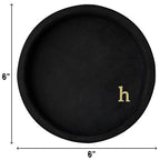 COLLECTIVE HOME - Velvet Jewelry Tray, 6" Monogrammed Jewelry Dish, Smooth Velour Display Dish for Rings, Earrings, Necklaces, Makeup, Personalized Gifts for Women (Black-h) - color: Black-h