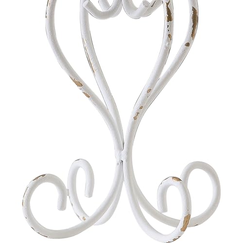 SOFE Metal Pillar Candle Holder, Shabby Chic White Candle Stand Scroll Shape 5.6 Inches Tall, Modern Farmhouse Candles Pedestal, Living Room, Bedroom, Dining Room, Coffee Table Decor