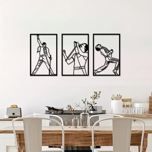 cape leadwort 3-Piece Metal Wall Art, Minimalist Line Art Rock Music Wall Decor, Band Singer Silhouette Wall Sculptures for Living Room, Bedroom, Music Studio, 15.7" x 10.23" - color: Music3