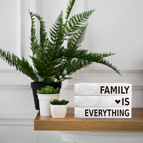 Sweet Home Decorative Book Stack for Farmhouse, Rustic Tiered Tray Decor, Family Wooden Book Decor for Living Room Table Shelf, Housewarming Gifts - 30