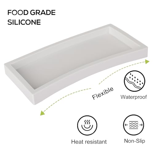 Bathroom Tray, Small Vanity Tray Silicone Soap Dish Sponge Holder Kitchen Sink Organizer Bathroom Accessories for Countertop, Toilet, Shower - Greyish White - color: Grayish White, size: 7.9" x 4.0"