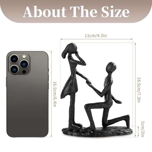 Sziqiqi Anniversary Wedding Gifts for Couple: 6th Anniversary Iron Gift for Her Him Husband Wife - 1 Year Wedding Gifts for Engagement Christmas Valentines Birthday - Couple Sculptures for Home Decor - style: Proposal